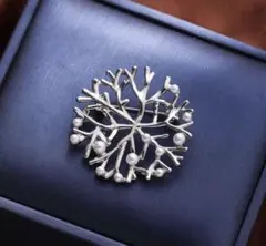 北欧風 ブローチ パール　シルバー