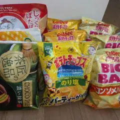 ポテトチップス、ぽたぽた焼BIG、カスタードケーキ、チョコパイお菓子まとめ売りのサムネイル