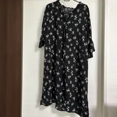 Lutique 花柄 ロングワンピース ブラック