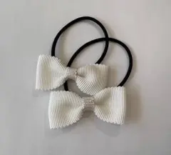 MOKUBAリボン使用　ホワイトリボンヘアゴム2個セット　子供用