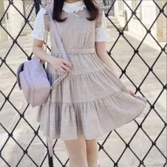 evelyn ジャンスカ ギンガムチェック ブラウン