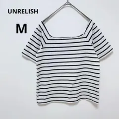アンレリッシュ ストライプ 半袖 Tシャツ 白黒 オフショルダー ボーダー 総柄のサムネイル