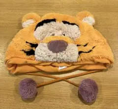 ティガーファンキャップ　フリース帽子　耳付きポンポン付き