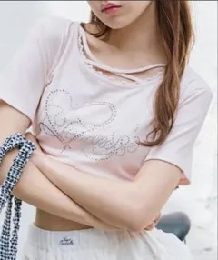 ラインストーン ロゴ 半袖 Tシャツのサムネイル