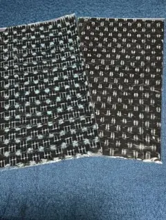 幾何学模様の綿生地 黒と青