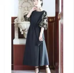 【美品】French　pave 花袖レース　ワンピース