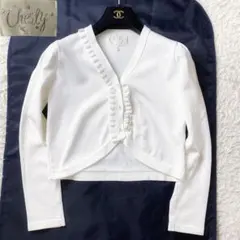 23ss チェスティ パールフリル ギャザーショート ニットカーディガン ボレロ