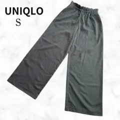 UNIQLOレディース ワイドパンツ グレー 総柄 S 全ゴム【ユニクロ】