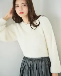 【超美品】 LILLIAN CARAT フェザーニットトップス ベージュ M