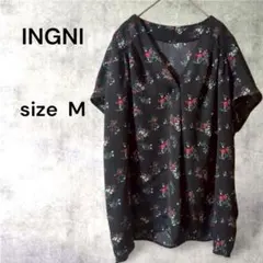 ⭐︎【イング】花柄半袖ブラウス　シャツ　フラワー　レディース　黒　白　赤