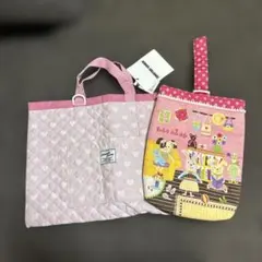 SUNNYDAY SUNDAY 手提げ　ハート柄　上履き入れ2点セットのサムネイル