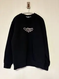 【美品】カーハート　　スエット　トレーナー　刺繍ロゴ　ブラック