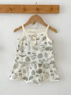 【新品】キッズ キャミソール&ブルマ コットン ワッフル生地 マッシュルーム柄