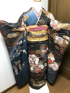 美品 牡丹 桜 染め分け ぼかし 金彩 逸品 フルセット 振袖 振り袖