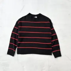 H&M エイチアンドエム 赤×黒ボーダーニットセーター レディース XS