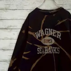 古着 Wagner Seahawks タイダイ スウェットシャツ ブリーチ 黒