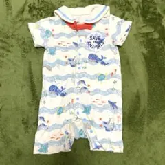 最終値下げ★ 70cm bitzマリン　ロンパース　半袖　前開き　セーラー　魚海のサムネイル
