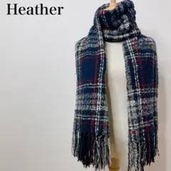 ヘザー ボリューム ショール 肩掛け ストール フリンジ大判チェック柄マフラー