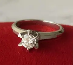 ダイヤモンド ブリリアントカット プラチナ立て爪リング 11号 0.388ct 