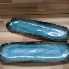 미노야키 산마접시 장접시 장각접시 터키 블루 2장 세트②