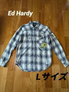 Ed Hardy エドハーディー 長袖 チェックシャツ ウエスタン L
