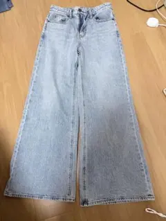 GU デニム ワイドパンツ ライトブルー