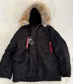 【未使用美品】ALPHA INDUSTRIES N-3B ブラックファー　コート Alpha Industries ALPHA アルファ N-3B ジャパンスペック ブラック