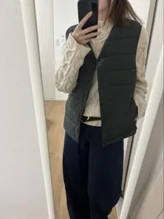 GUダークグリーン キルティングベスト