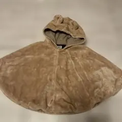 【美品】MIKI HOUSE ベージュ フード付きポンチョ くま