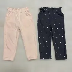 【まとめ売り】90cm プティマイン 長ズボン フリル ベビー パンツ ハート柄