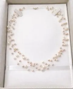 k18 585 バイカラー 淡水パール ワイヤー ネックレス