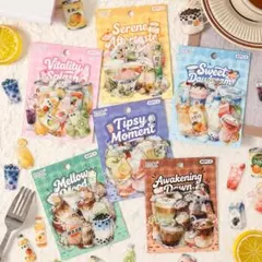 【M11】シール 6種240枚 ステッカー コーヒー ジュース コラージュ素材