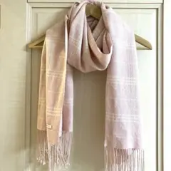 最終価格　シルク×ウール　ピンク　チェック　ストール