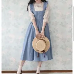 Fi.n.tデニムジャンスカ＆ローズ刺繍ブラウス＆はしごリボンシャツ3点SET