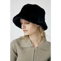 美品✨MOUSSY F／FUR BUCKET ハット ブラック マウジー
