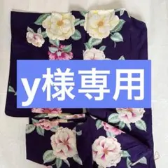 【y様専用】レディース 浴衣 単品 濃紫地 大輪花柄／AKのサムネイル
