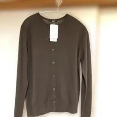 UNIQLOメリノクルーネックカーディガン　ブラウン　Lサイズ　タグ付き新品