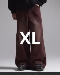 【GRANCY】ジップデザイン バギーデニムパンツ　レッド　XL 完売品 最安値