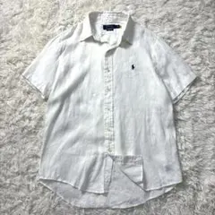 美品 POLO RALPH LAUREN 半袖リネンシャツ 白 M