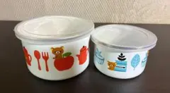 【新品】リラックマ　容器　蓋付き　大小2種　Joshinの景品　非売品　赤　水色