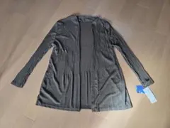 新品タグ付き UVカット リブロングカーディガン カーキ M-L