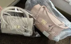 ショルダーバッグ ベージュ ピンク 2色セット