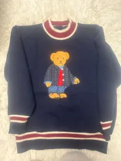 1回のみ着用‼️クマ刺繍 ネイビー長袖セーター