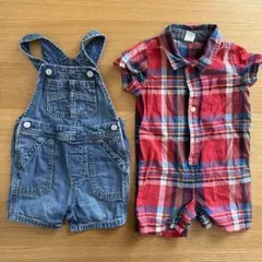 baby GAP デニムサロペット チェックロンパース 80cm 男の子
