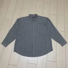 90s Van Heusen グレー チェック 長袖シャツ XXL