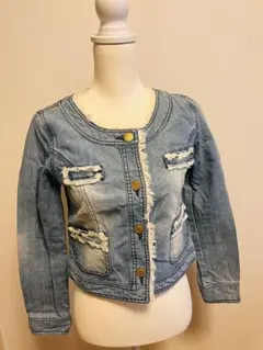 フリンジ加工 ライトブルーデニムジャケット