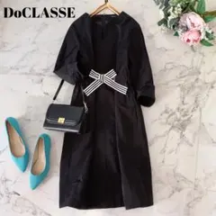 美品 ドゥクラッセ リボン タフタワンピース 黒 フォーマル 小さいサイズ S