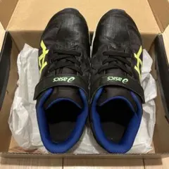 ASICS キッズスニーカー 黒/青/黄 21.5センチ