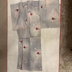 小紋 着物 グレー 花柄 袷のサムネイル