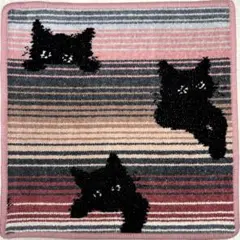 【新品未使用】フェイラータオルハンカチ25x25cmBLACK KITTYローズのサムネイル
